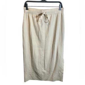 Knitic Cream Pull On  Midi Sweater Skirt W Slit Size Large